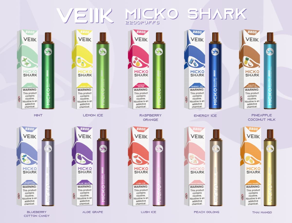 VEIIK MICKO Shark Disposable Vape Pen available to order Online from Vape Gate UAE with a unique Delivery service in UAE, Abu Dhabi, Dubai, Al Ain, Ras Al Khaimah, Ajman, Sharjah, Ruwais